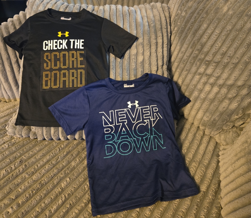 Under Armour Black and Blue Short Sleeve Tees